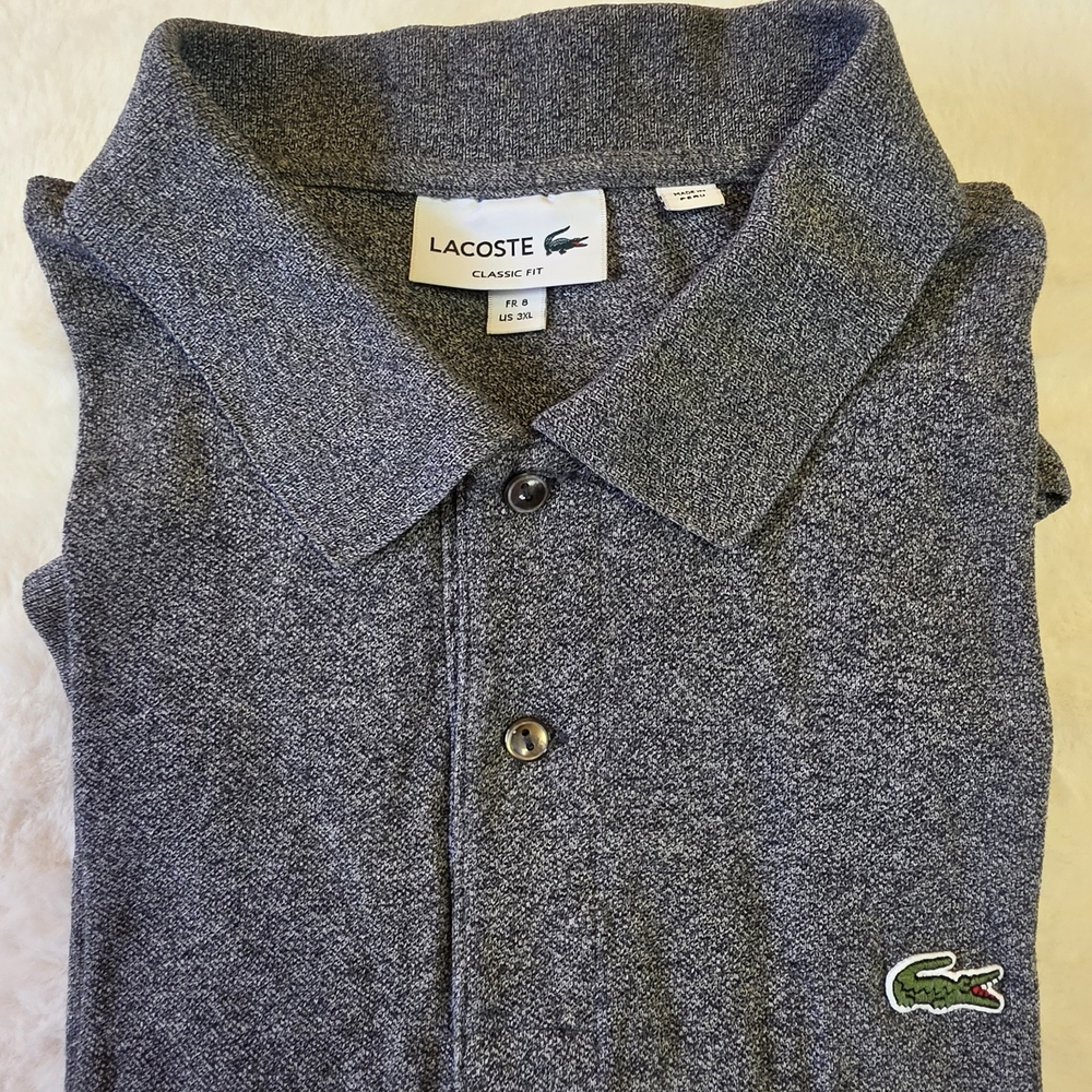 Lacoste Men's Heathered Charcoal Polo with Crocodile Logo
